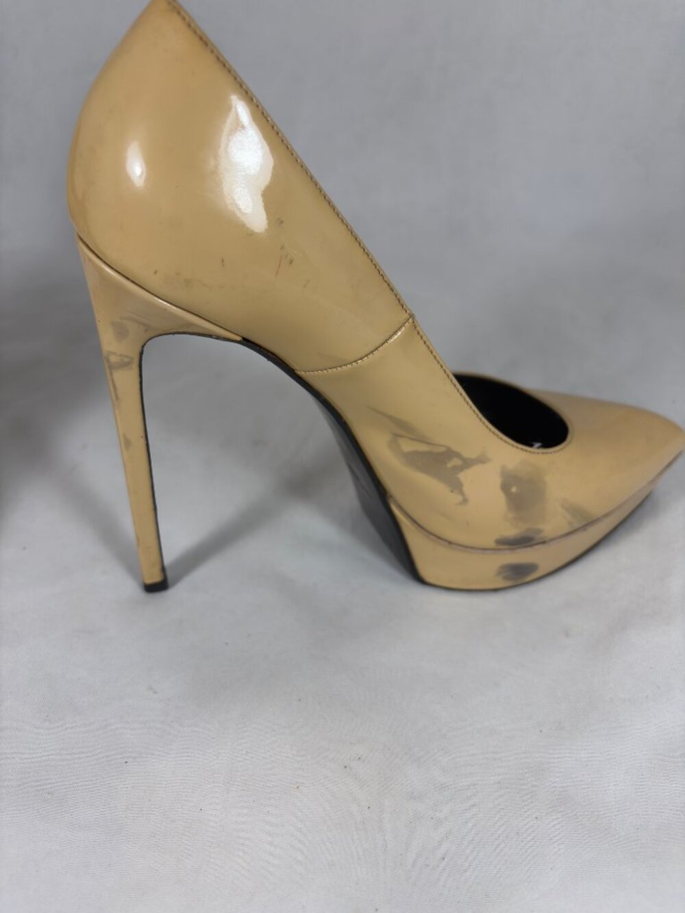 Saint Laurent Janis 105 Patent Leather Platform Pumps Nude REPAIR DYE PROJECT - Picture 8 of 13